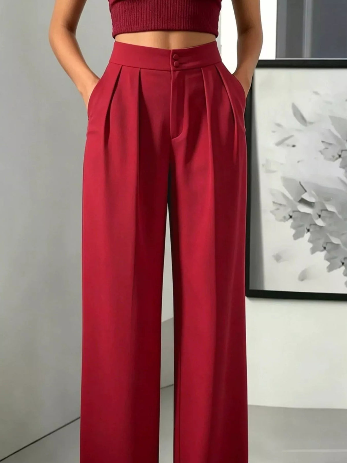 High-waisted Pleated Wide-leg Pants (33)