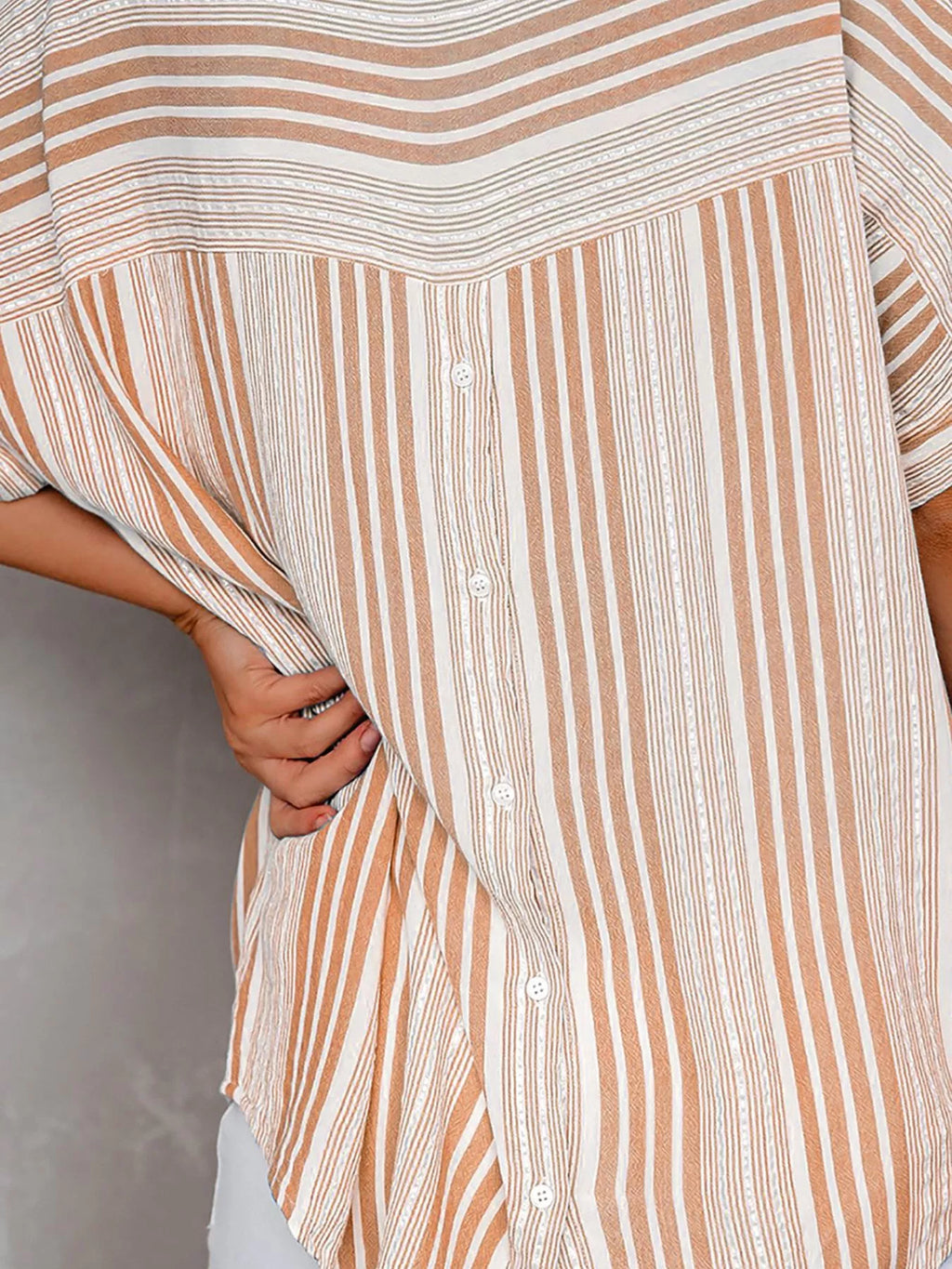 Full Size Collared Neck Half Sleeve Shirt Plus (12)