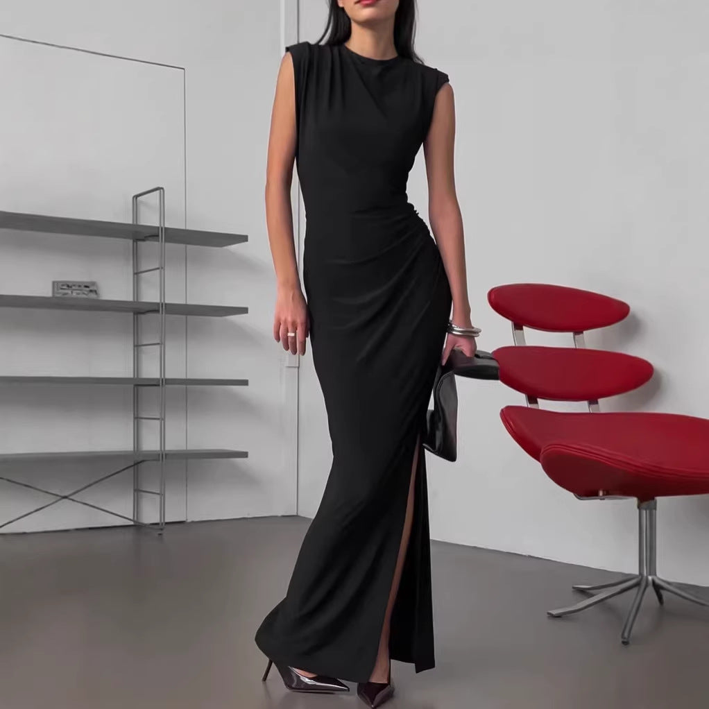 Spring Designer Crew-neck Defined-waist Dress variant CJLY278604001AZ|CJLY278604002BY|CJLY278604003CX