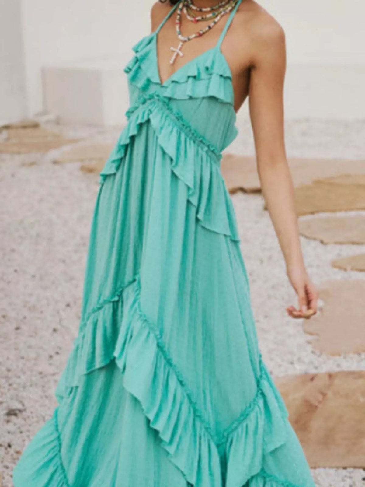 Ruffled Halter Neck Maxi Dress (29)
