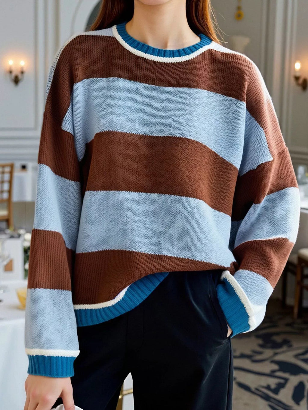 Block Round Neck Sweater (12)