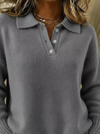Full Size Half Button Collar Drop Shoulder Sweater Plus (14)