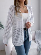 Openwork Open-front Long Sleeve Cardigan (3)