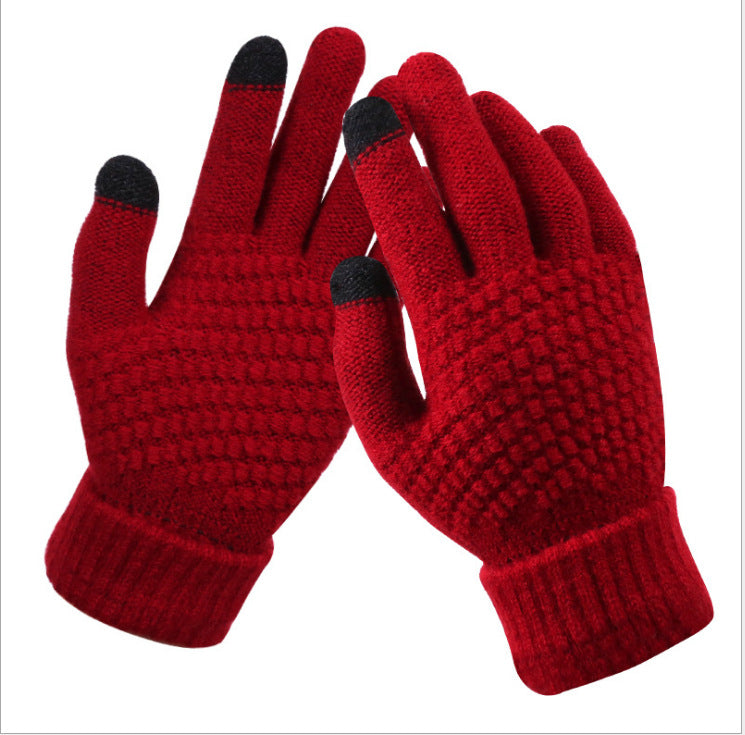 Couple Knitted Gloves Touch Screen variant CJNSFSST00099-Red