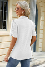 Eyelet Johnny Collar Puff Sleeve Blouse (8)