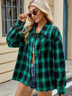 Plaid Collared Neck Long Sleeve Shirt (9)