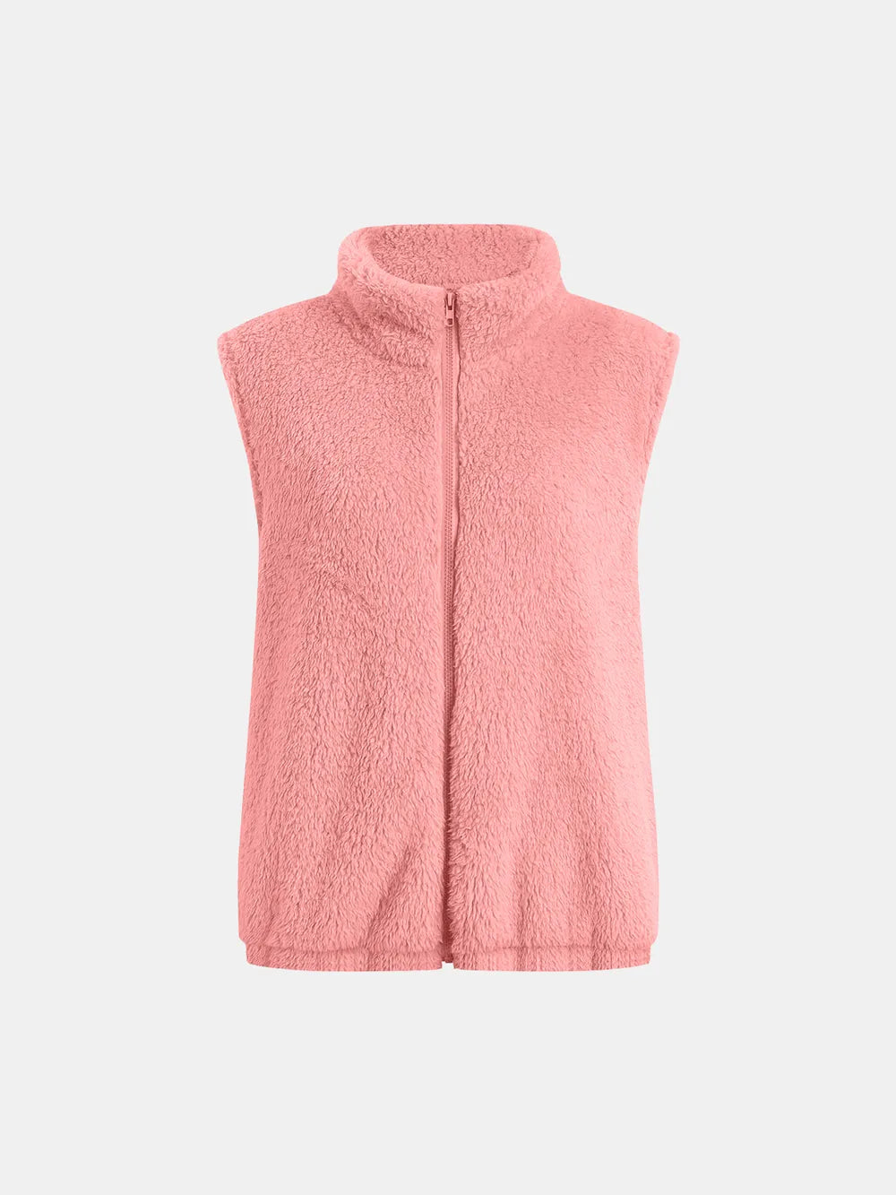 Full Size Fuzzy Zip Up Vest Coat Pockets (14)