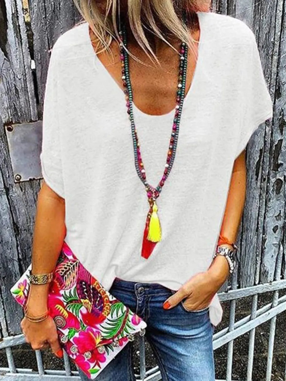 Full Size Scoop Neck Short Sleeve T-shirt (10)