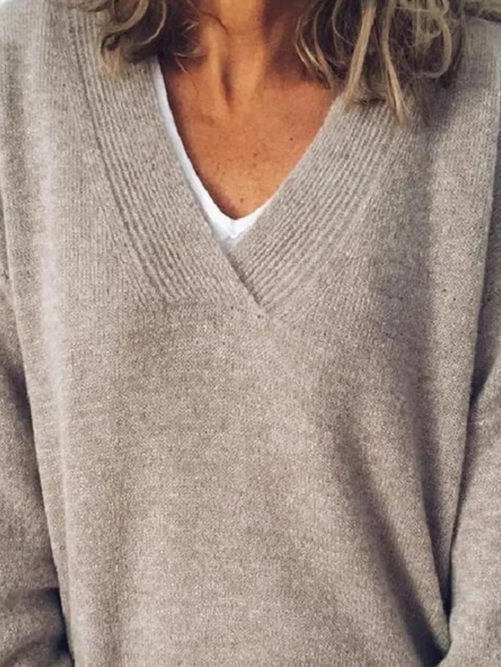 V-neck Dropped Shoulder Sweater (8)