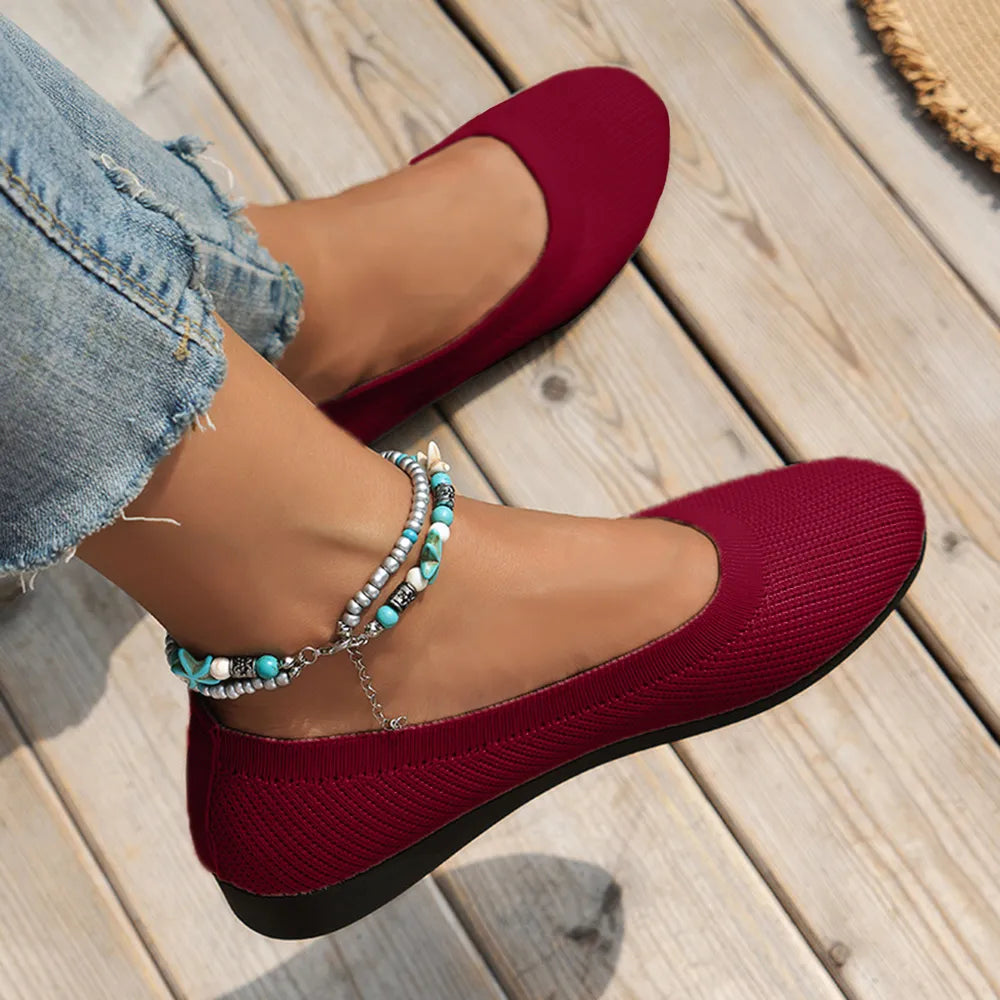 Round Toe Knit Ballet Flats (2)