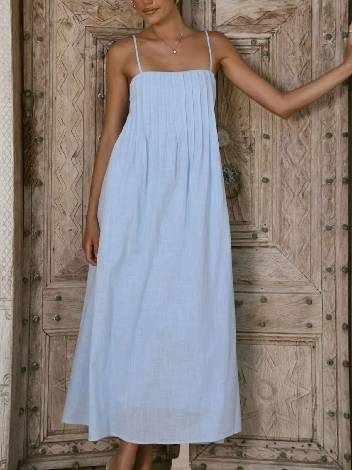 Pleated Bodice Midi Cami Dress (3)