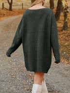 V-neck Dropped Shoulder Sweater Dress (24)