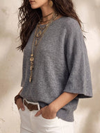 Round Neck 3/4 Sleeve Knit Top (4)