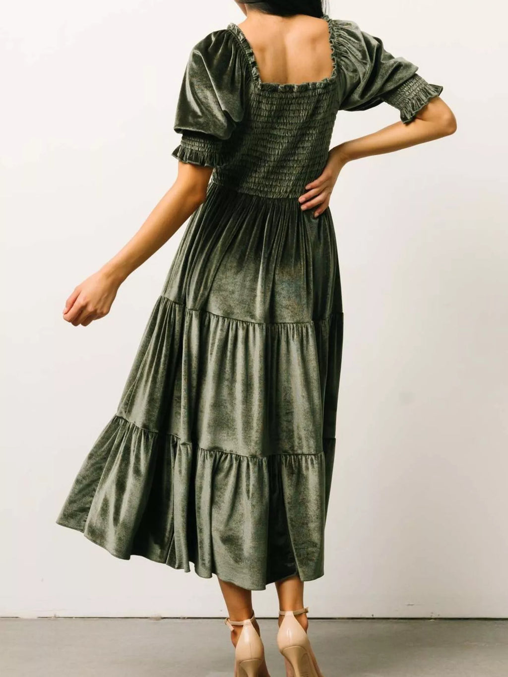 Velvet Smocked Tiered Midi Dress (8)