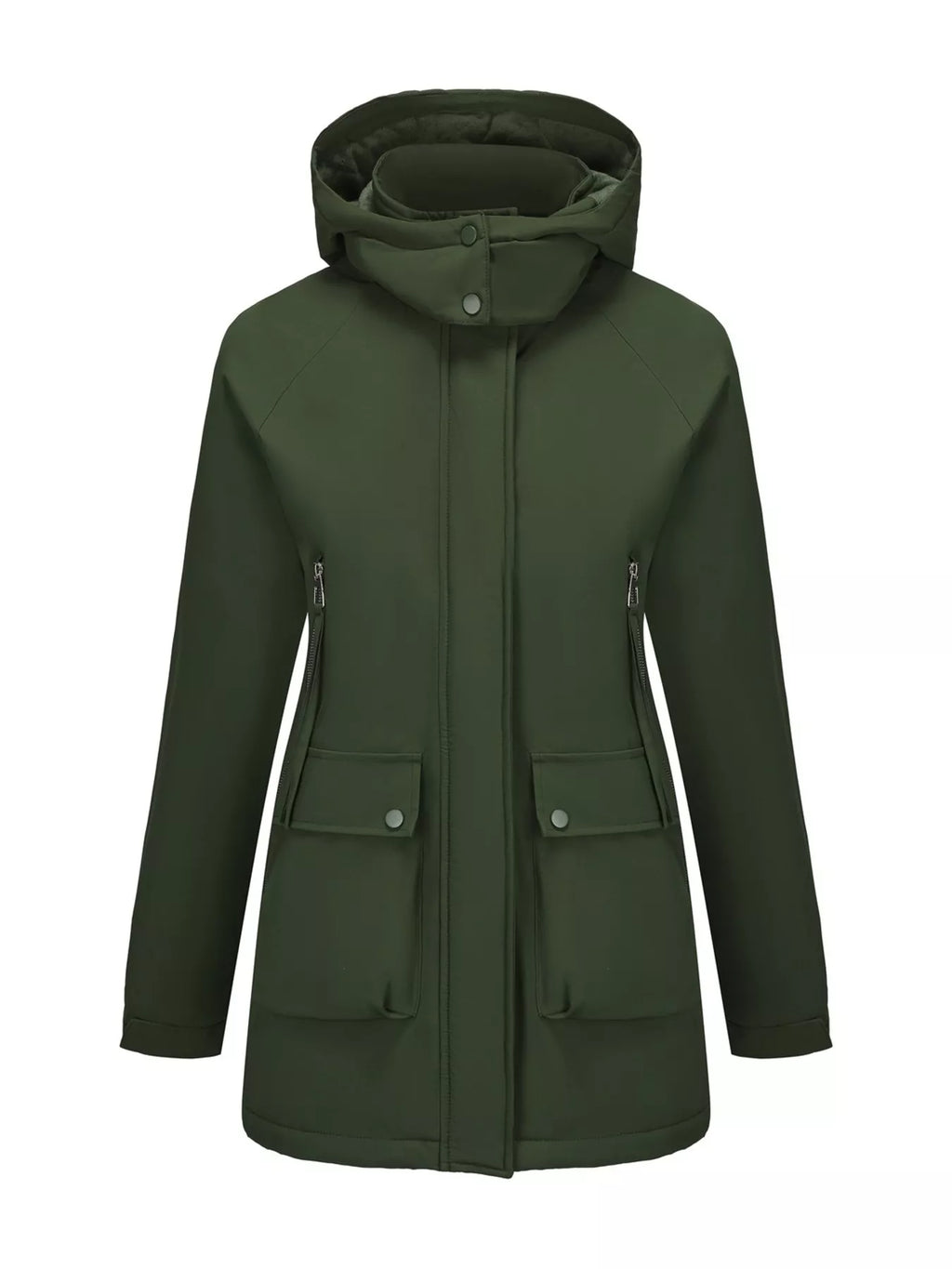 Full Size Zip Up Hooded Parka Outerwear Plus (6)