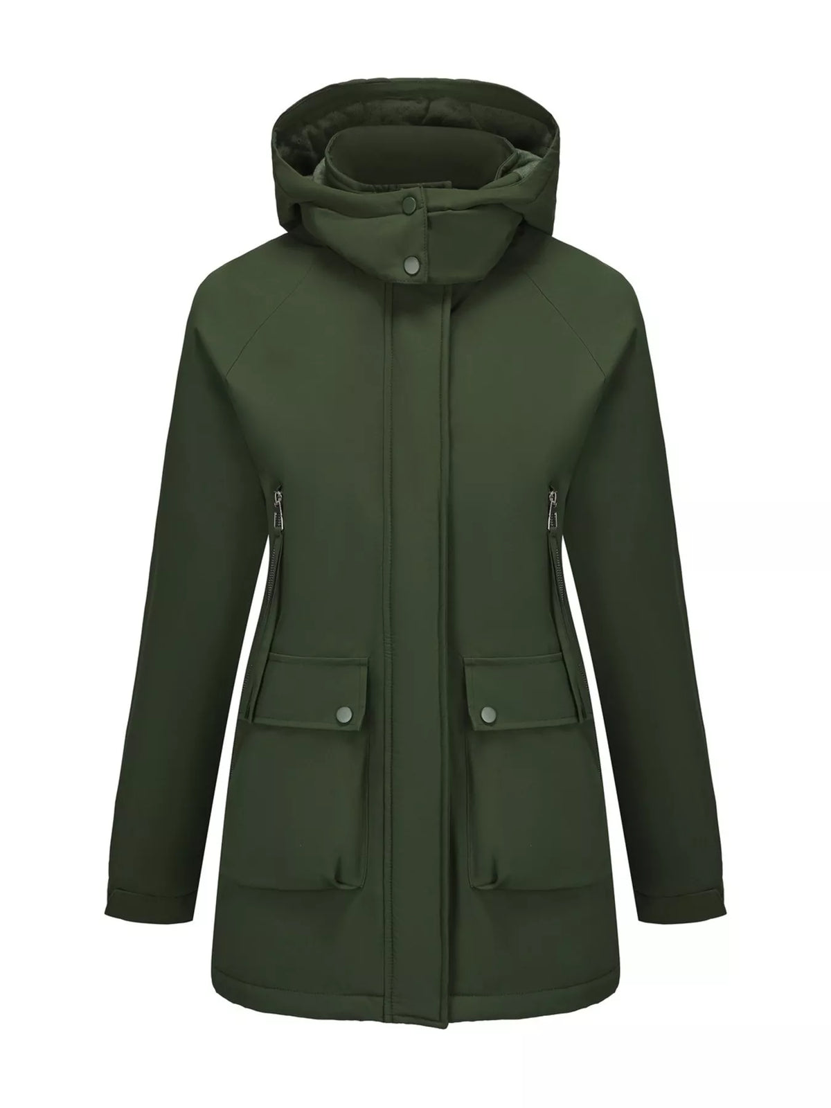 Full Size Zip Up Hooded Parka Outerwear Plus (6)