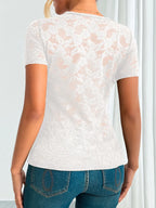 Lace V-neck Short Sleeve Top (12)