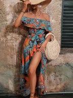 Ruffled Printed Off Shoulder Maxi Dress (12)