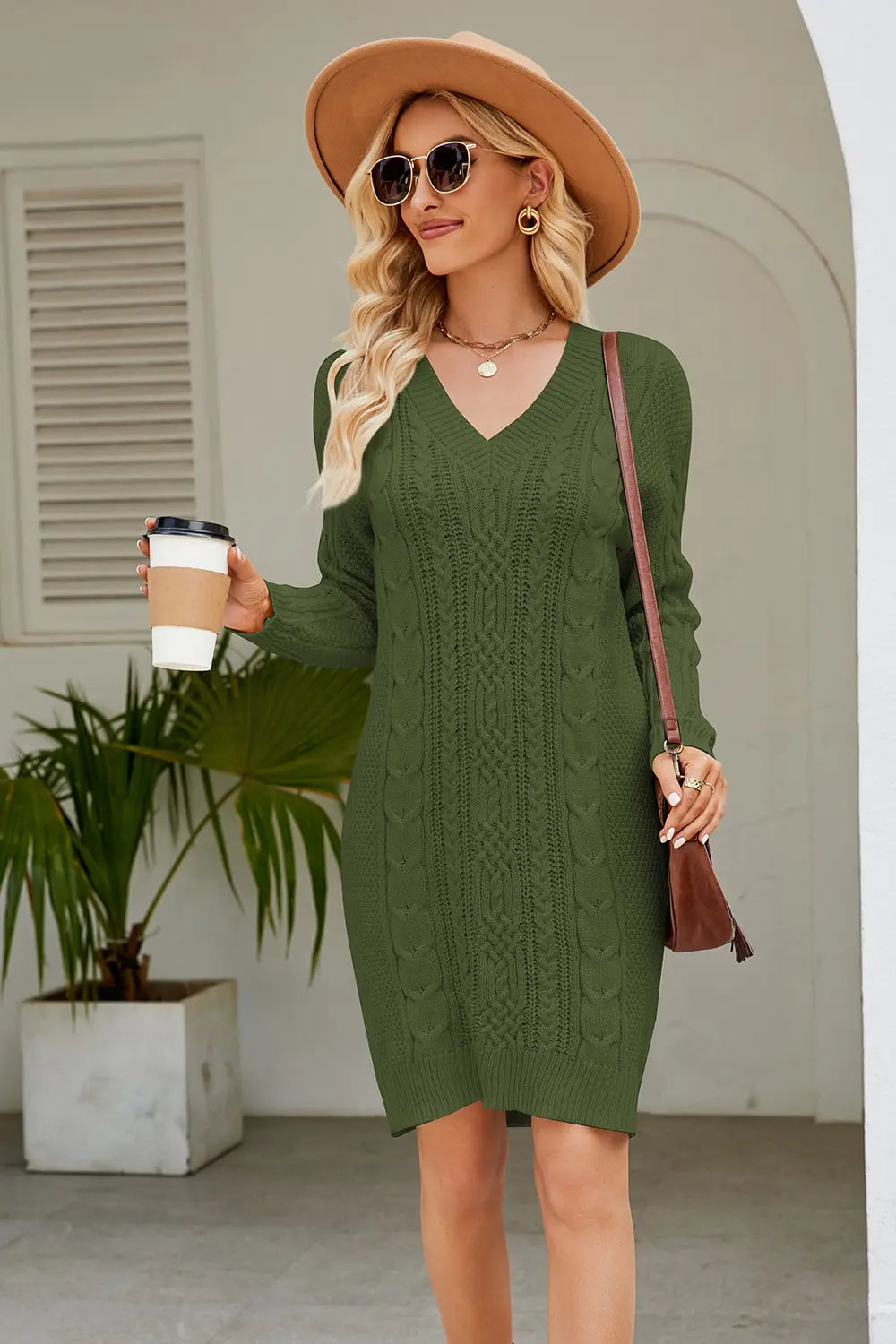 Cable-knit Long Sleeve Sweater Dress (11)