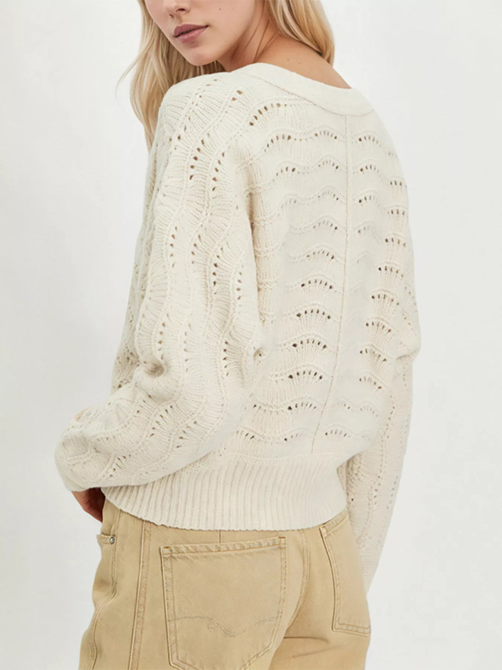 Openwork Button-down Knit Cardigan (11)