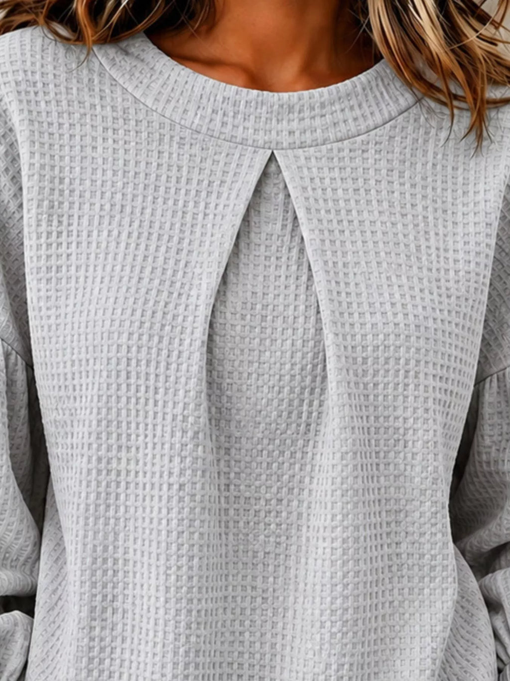 Waffle Knit Round Neck Top (6)