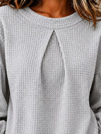 Waffle Knit Round Neck Top (6)