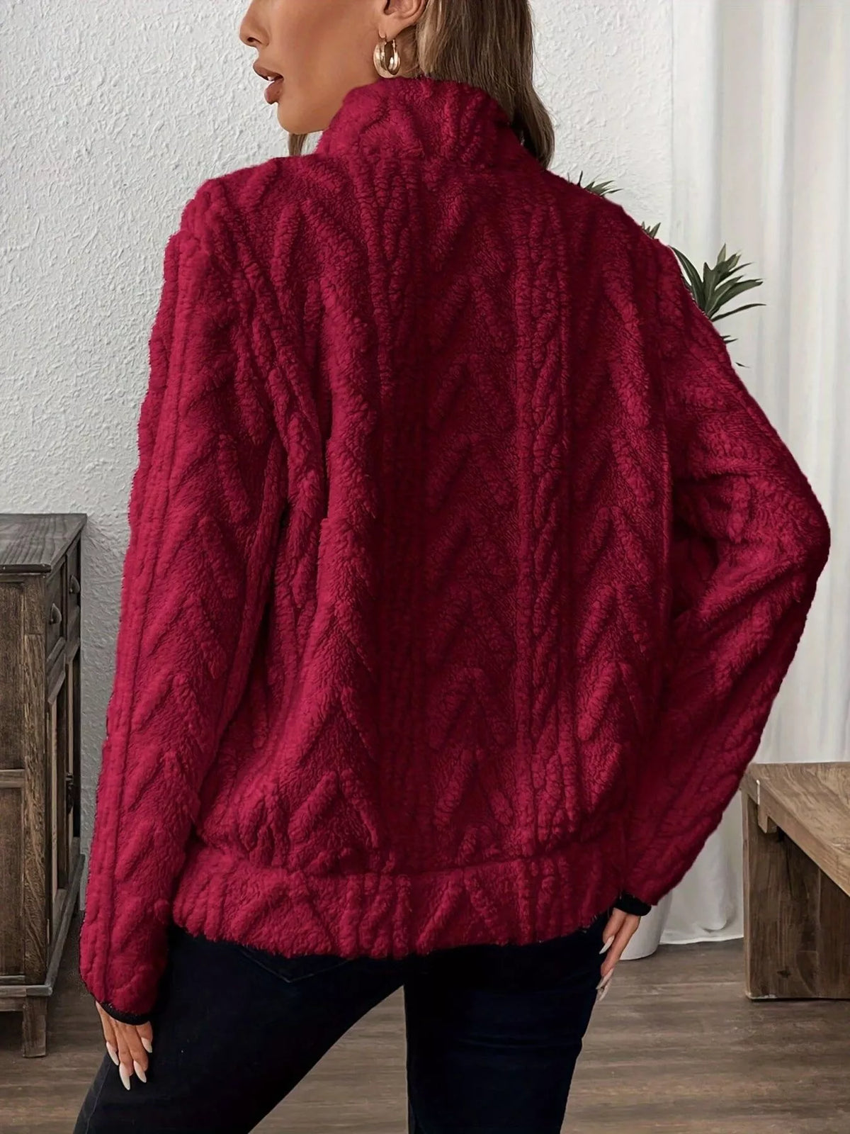 Full Size Fleece Half Zip Sweatshirt Plus (11)