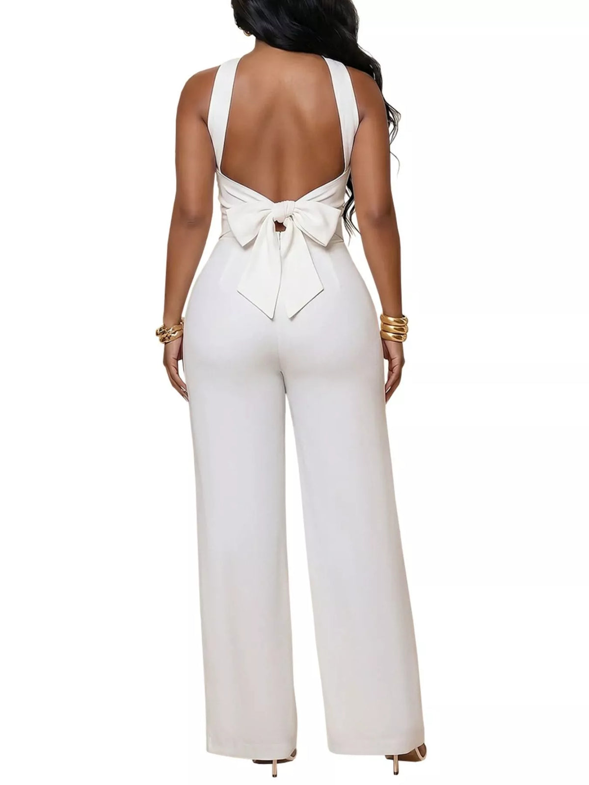 Backless Twist Top Wide-leg Pants Set (6)