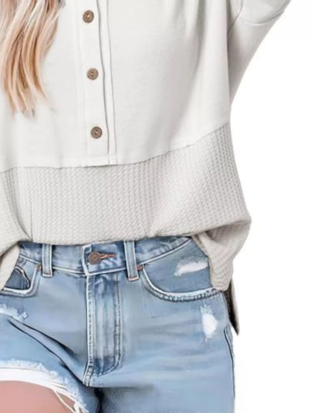 Button Detail Texture Knit T-shirt (12)