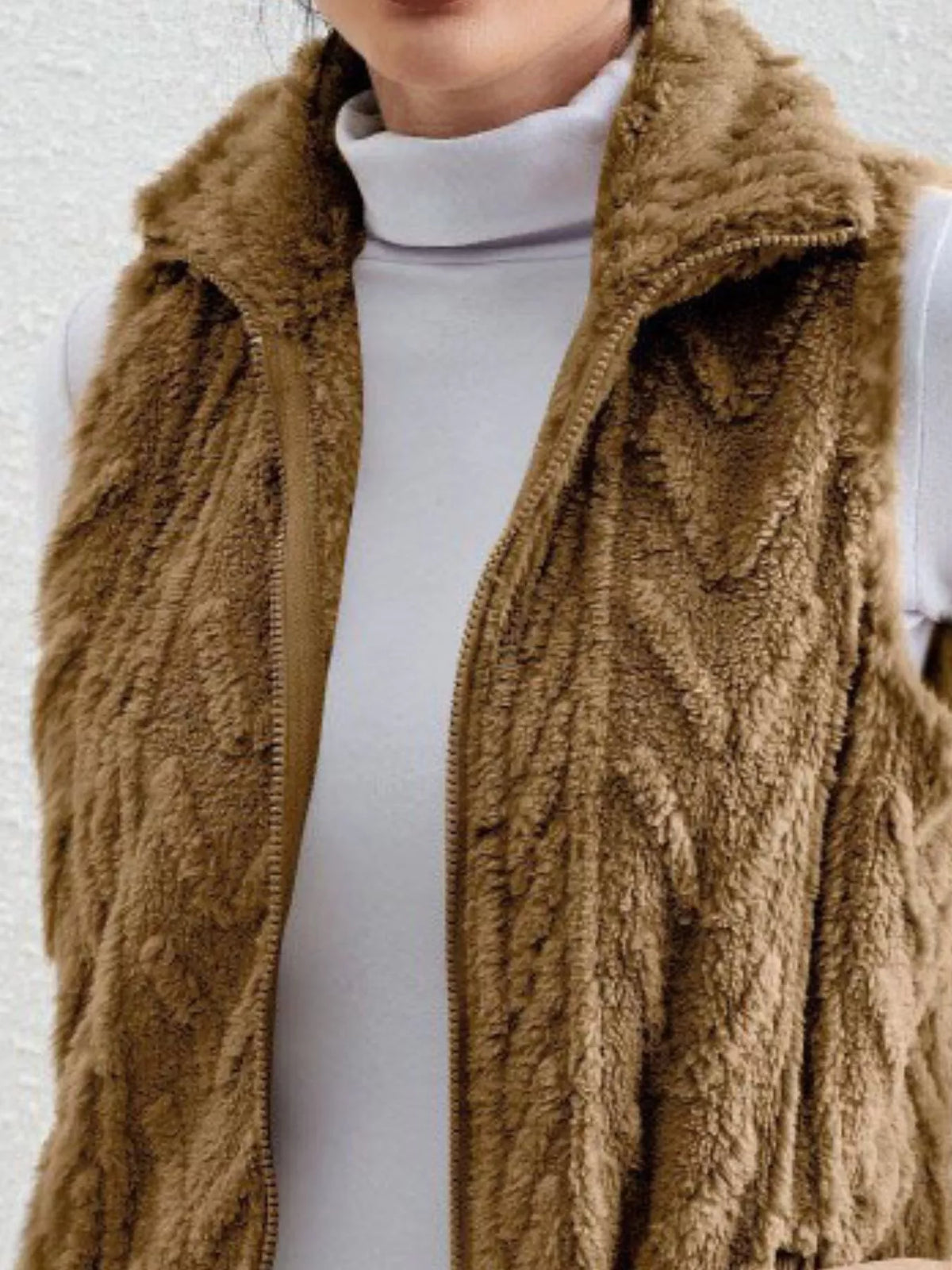 Full Size Cozy Faux Fur Zip-up Vest Coat Plus (8)