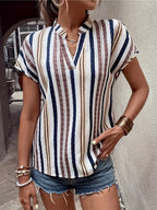 Striped Notched Short Sleeve Shirt (7)
