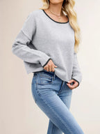 Round Neck Dropped Shoulder Sweater (16)