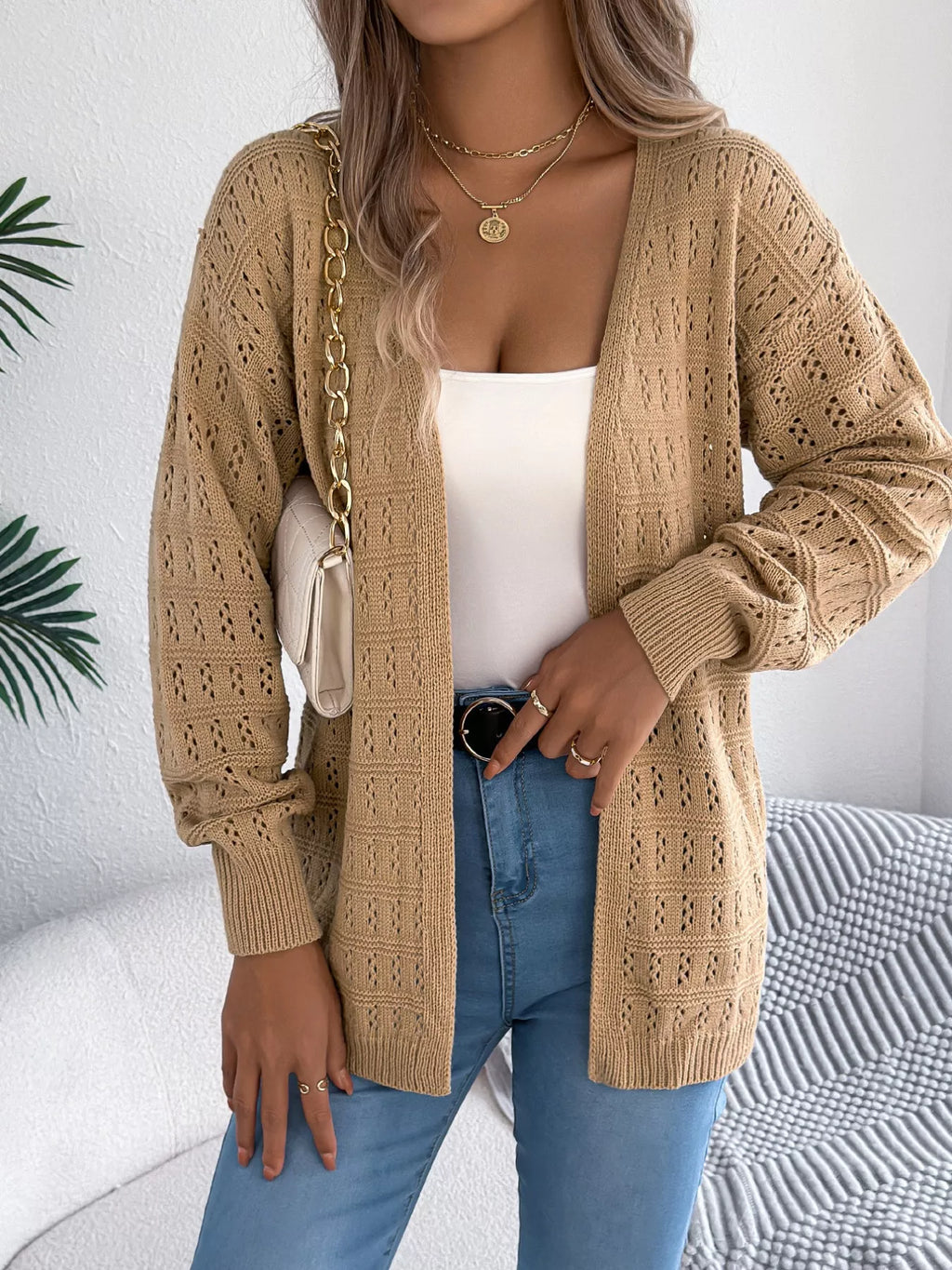 Open-front Crochet Knit Cardigan (9)