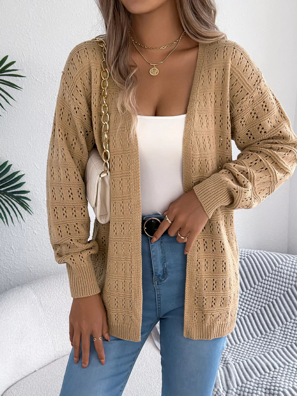 Open-front Crochet Knit Cardigan (9)