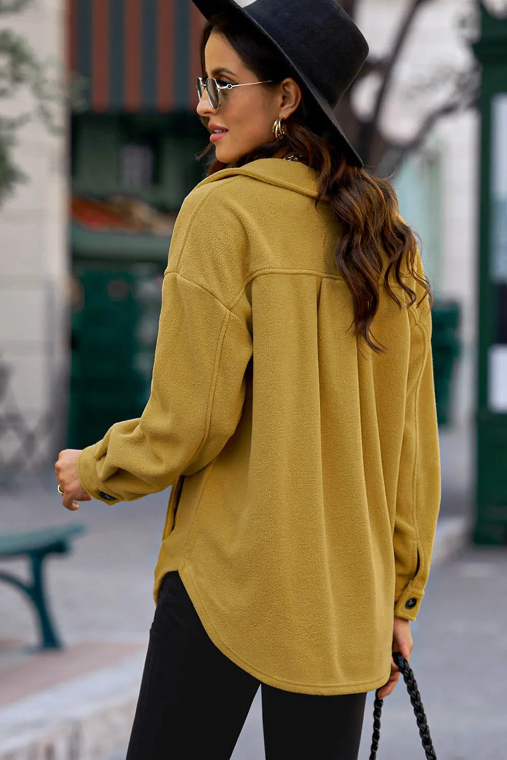 Button Up Collared Neck Long Sleeve Jacket (2)