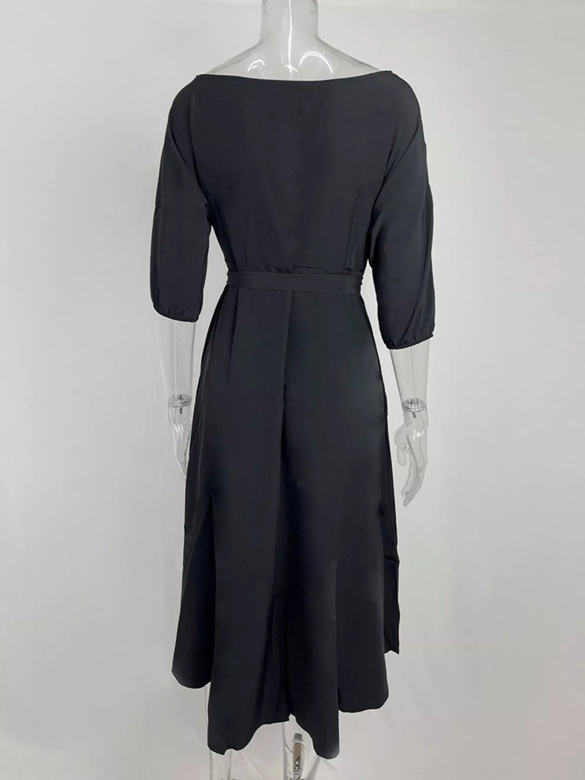 Boat Neck Tie Waist Dress (13)
