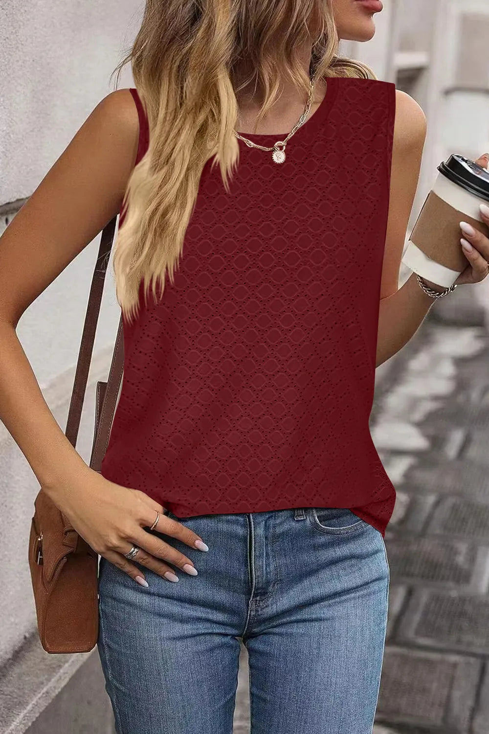 Eyelet Round Neck Tank (14)