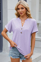 Eyelet Notched Short Sleeve T-shirt (18)