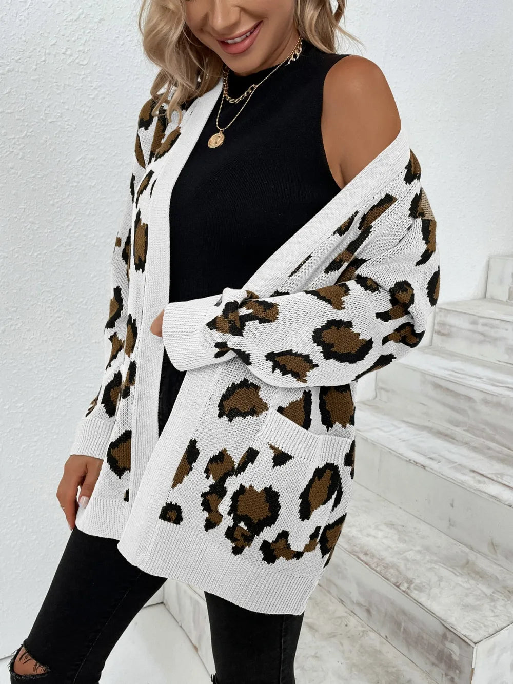 Leopard Open Front Dropped Shoulder Cardigan (9)
