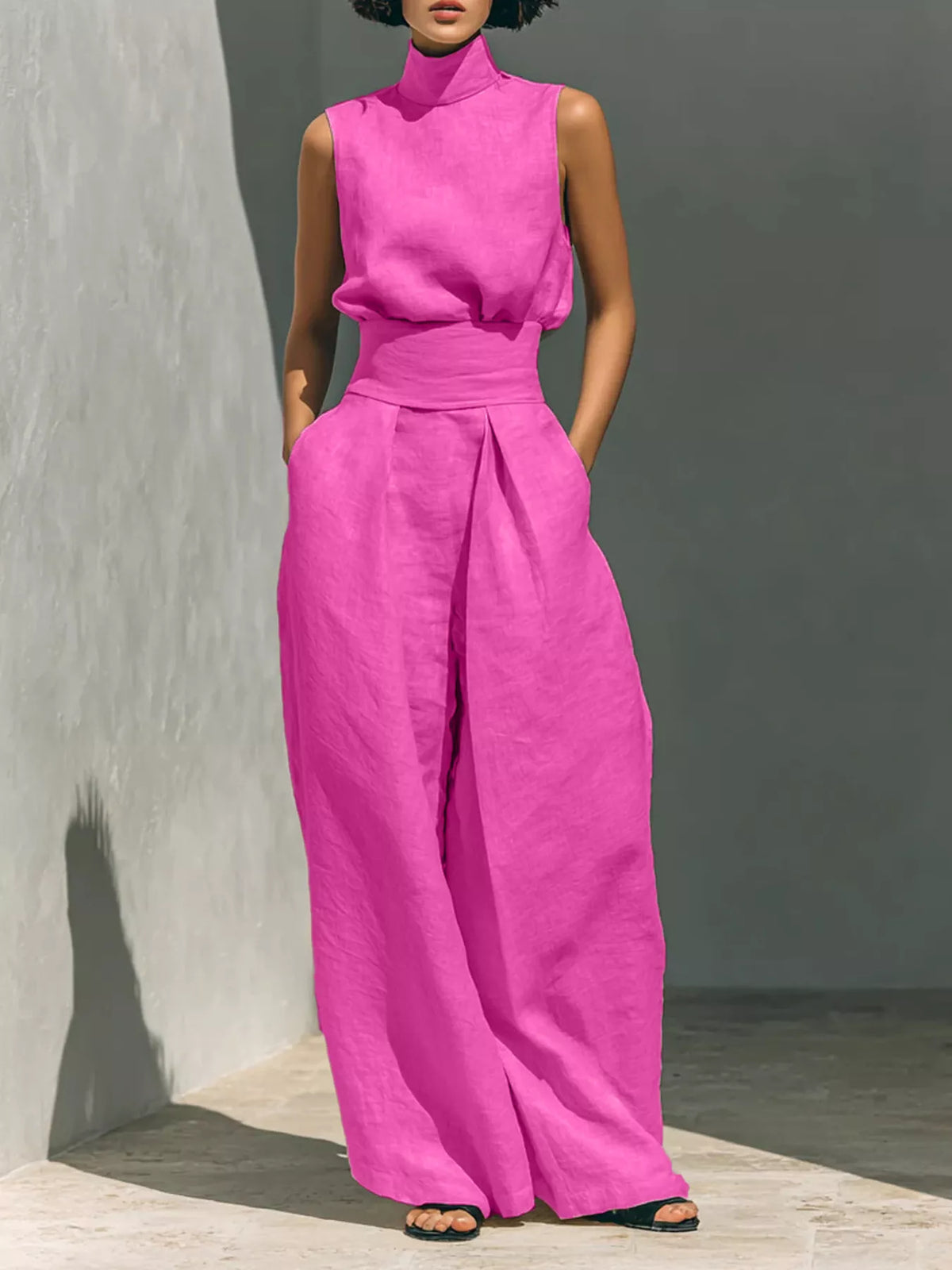 Full Size Sleeveless Wide-leg Jumpsuit Smocked Waist Plus (15)