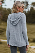 Drawstring Dropped Shoulder Hooded T-shirt (2)