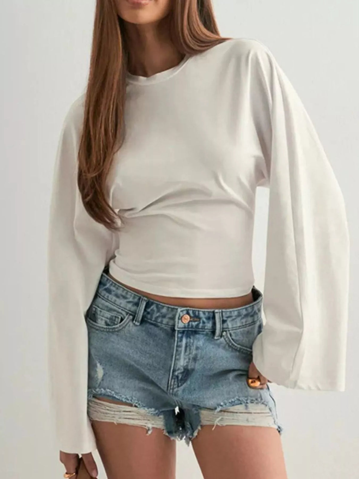 Full Size Long Sleeve Fitted T-shirt Plus (15)