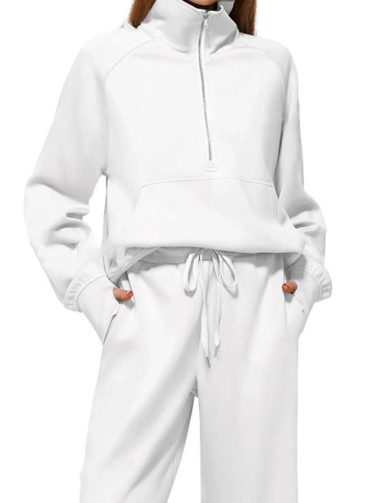 Half Zip Long Sleeve Top Pants Set (18)