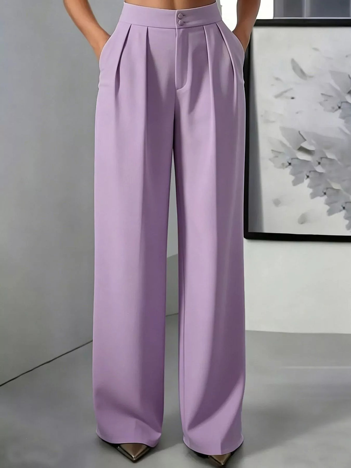 High-waisted Pleated Wide-leg Pants (25)
