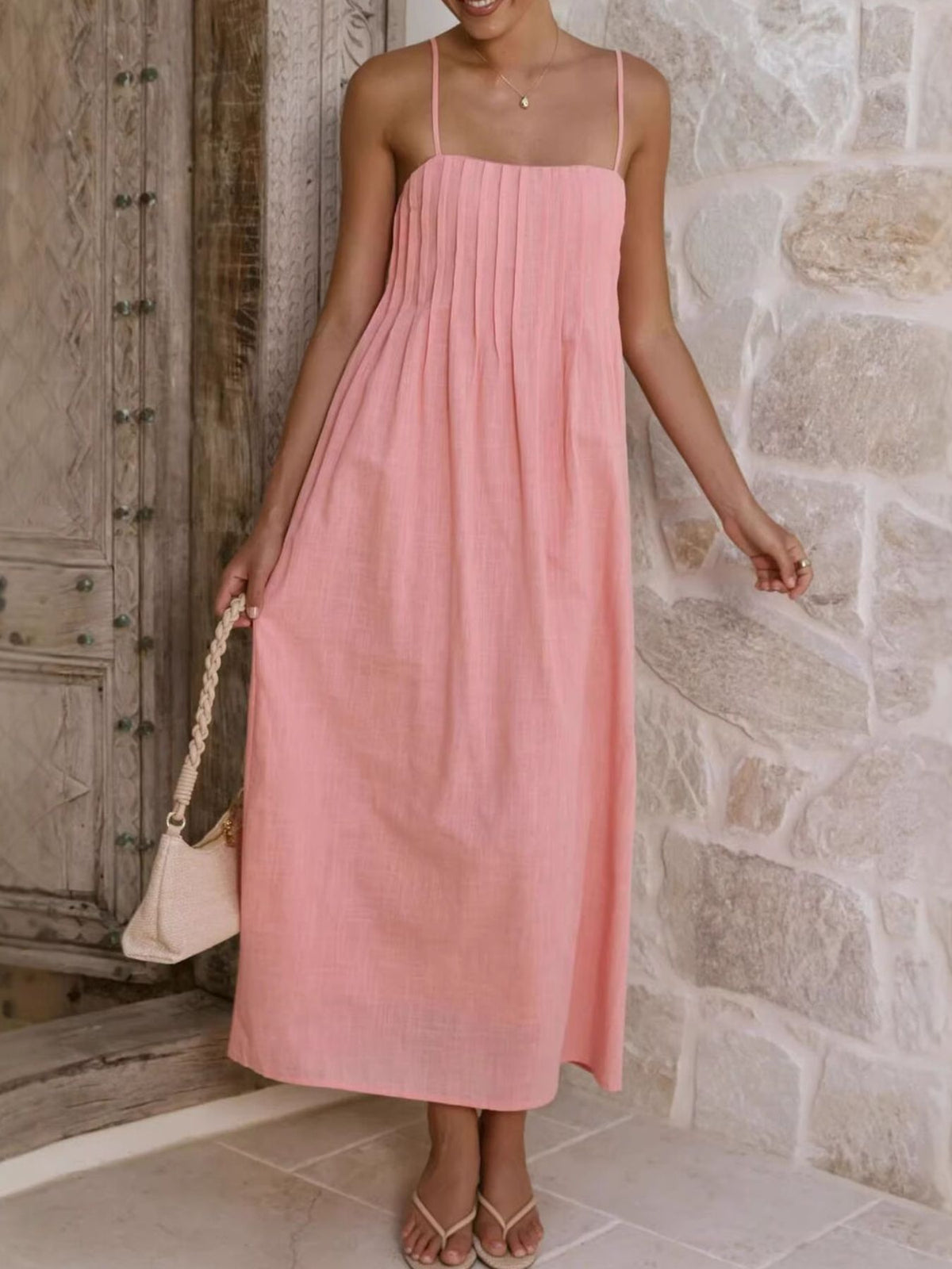 Pleated Bodice Midi Cami Dress (17)