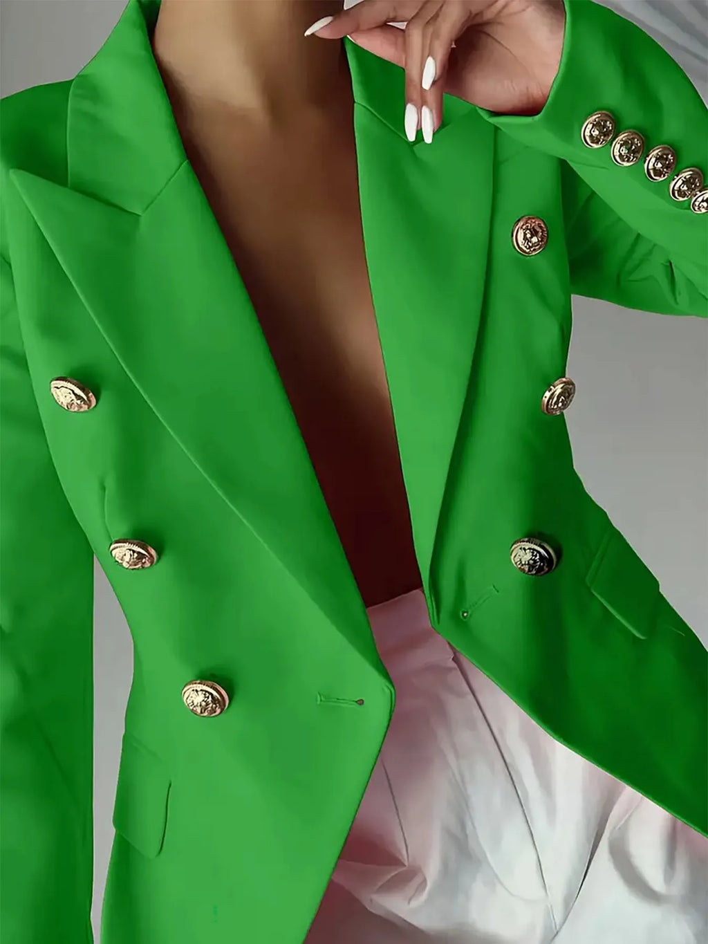 Decor Button Lapel Collar Blazer (24)