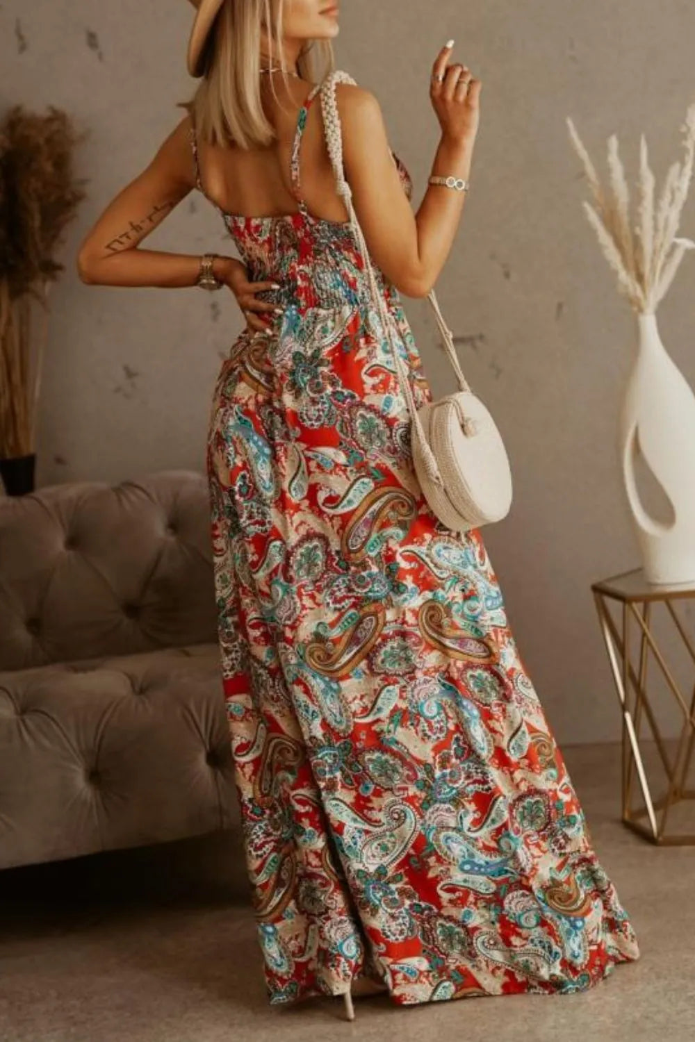 Printed Spaghetti Strap Maxi Dress (23)