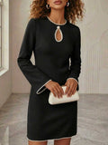 Keyhole Pearl Trim Mini Dress