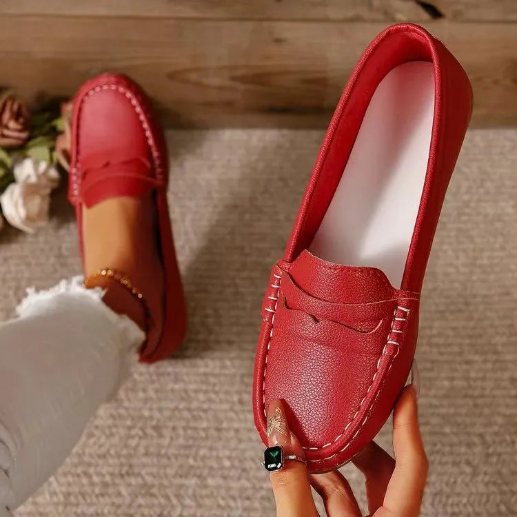 Pu Leather Round Toe Flat Slip-ons (6)