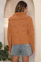 Asymmetrical Neck Long Sleeve Pullover Sweater (4)